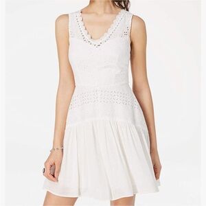 Studio City White Eyelet Lace Sleeveless Mini Dress